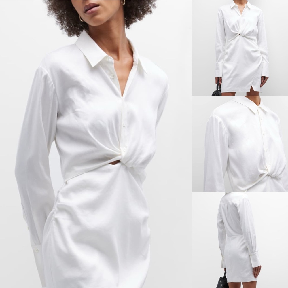 FRAME Cotton Long-Sleeve Twist Mini Dress
Size XXS $478